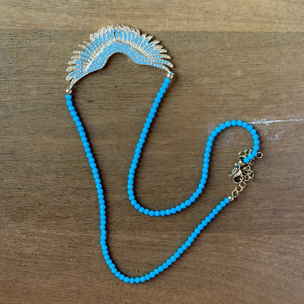 Elegant Gold and Blue Beaded Necklace